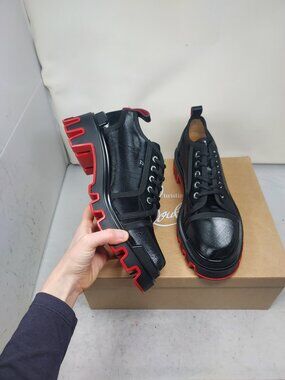 Christian Louboutin MENS Black Lug Panamic Dune Lace Up Shoe